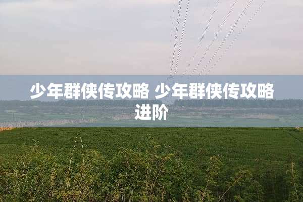 少年群侠传攻略 少年群侠传攻略进阶