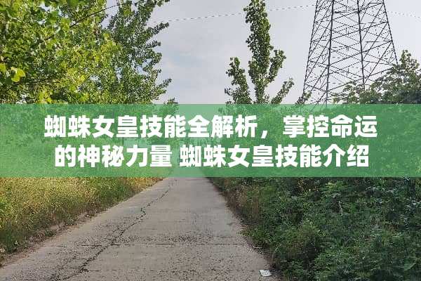蜘蛛女皇技能全解析，掌控命运的神秘力量 蜘蛛女皇技能介绍