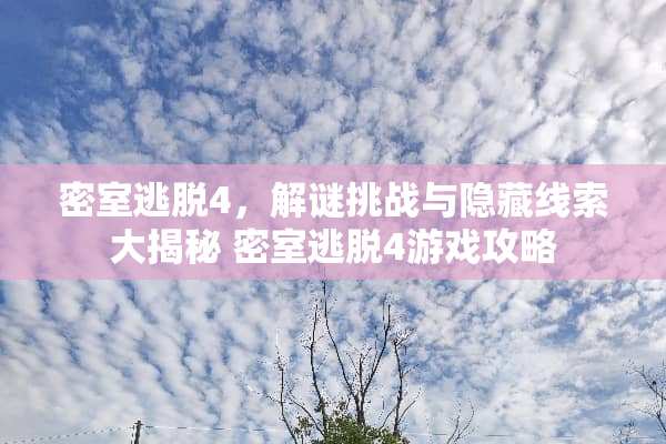 密室逃脱4，解谜挑战与隐藏线索大揭秘 密室逃脱4游戏攻略