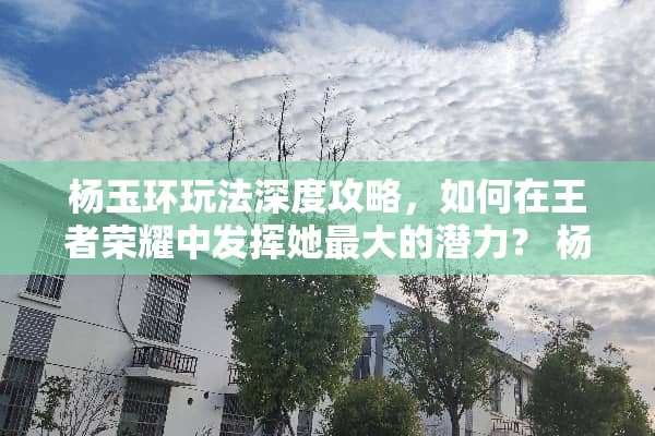 杨玉环玩法深度攻略，如何在王者荣耀中发挥她最大的潜力？ 杨玉环玩法攻略
