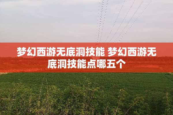 梦幻西游无底洞技能 梦幻西游无底洞技能点哪五个