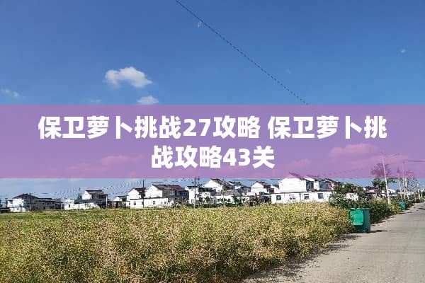 保卫萝卜挑战27攻略 保卫萝卜挑战攻略43关