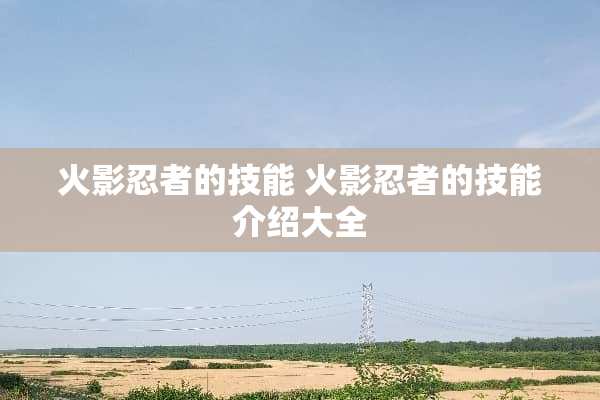 火影忍者的技能 火影忍者的技能介绍大全