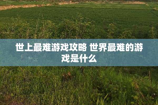 世上最难游戏攻略 世界最难的游戏是什么