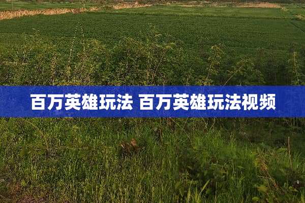 百万英雄玩法 百万英雄玩法视频