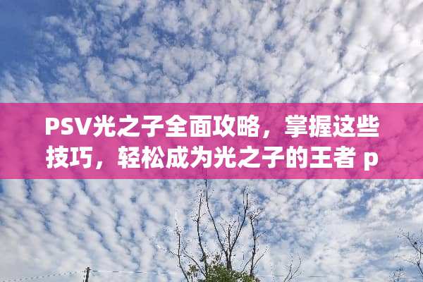 PSV光之子全面攻略，掌握这些技巧，轻松成为光之子的王者 psv光之子攻略