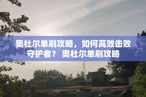 奥杜尔单刷攻略，如何高效击败守护者？ 奥杜尔单刷攻略