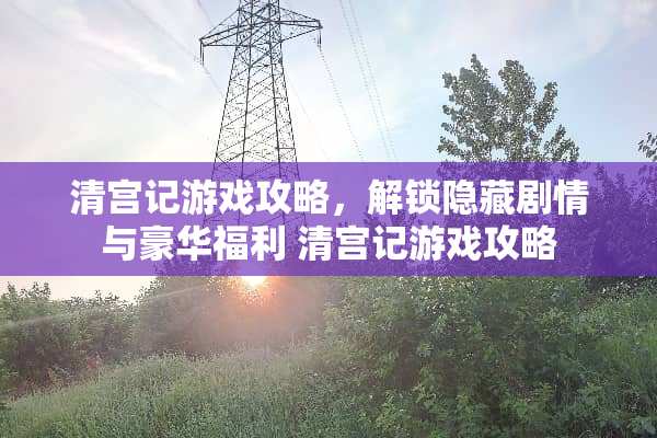 清宫记游戏攻略，解锁隐藏剧情与豪华福利 清宫记游戏攻略