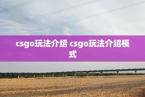 csgo玩法介绍 csgo玩法介绍模式