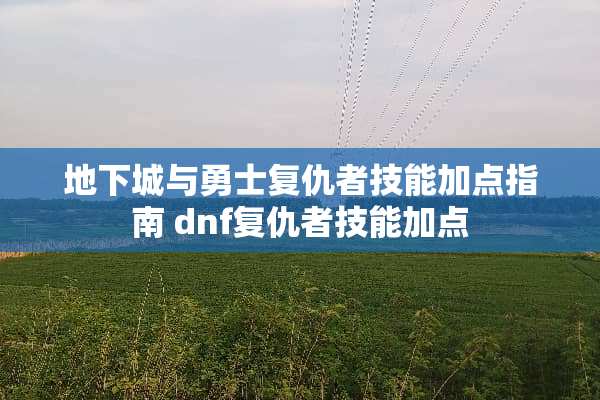 **城与勇士复仇者技能加点指南 dnf复仇者技能加点