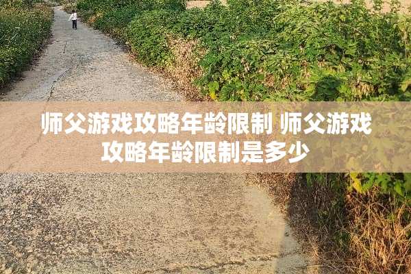 师父游戏攻略年龄限制 师父游戏攻略年龄限制是多少