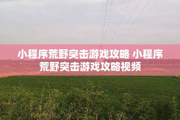 小程序荒野突击游戏攻略 小程序荒野突击游戏攻略视频