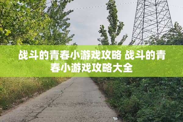 战斗的青春小游戏攻略 战斗的青春小游戏攻略大全