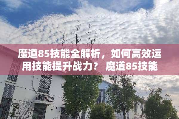 魔道85技能全解析，如何高效运用技能提升战力？ 魔道85技能