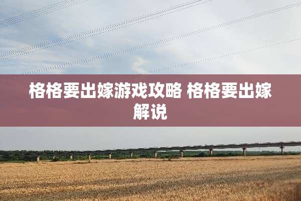 格格要出嫁游戏攻略 格格要出嫁解说
