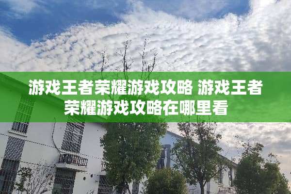 游戏王者荣耀游戏攻略 游戏王者荣耀游戏攻略在哪里看