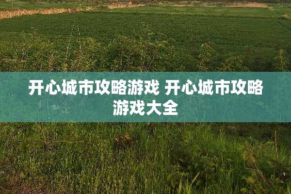 开心城市攻略游戏 开心城市攻略游戏大全