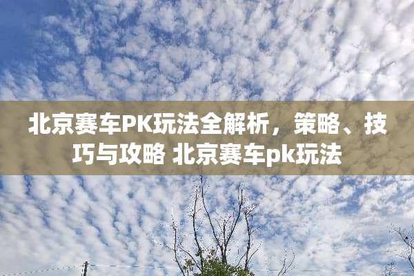 北京赛车PK玩法全解析，策略、技巧与攻略 北京赛车pk玩法
