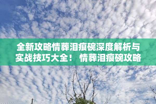全新攻略情葬泪痕碗深度解析与实战技巧大全！ 情葬泪痕碗攻略