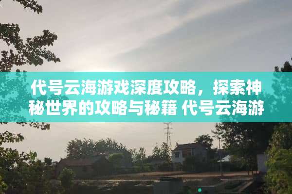 代号云海游戏深度攻略，探索神秘世界的攻略与秘籍 代号云海游戏攻略