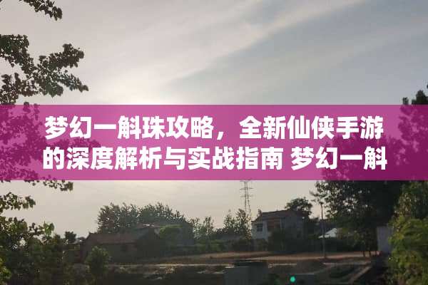 梦幻一斛珠攻略，全新仙侠手游的深度解析与实战指南 梦幻一斛珠攻略
