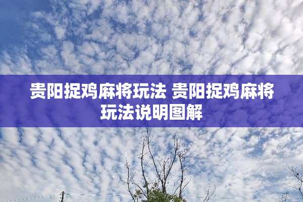 贵阳捉鸡**玩法 贵阳捉鸡**玩法说明图解