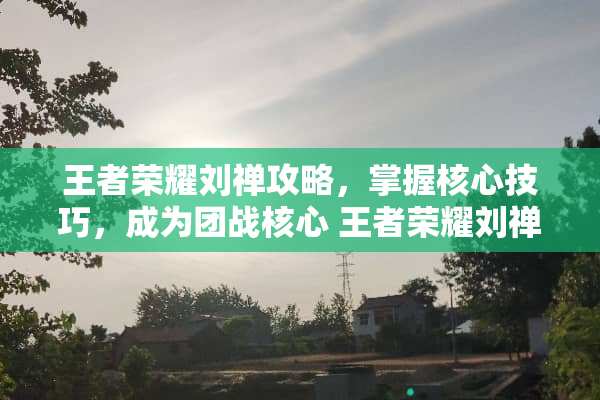 王者荣耀刘禅攻略，掌握核心技巧，成为团战核心 王者荣耀刘禅攻略