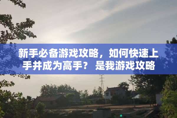 新手必备游戏攻略，如何快速上手并成为高手？ 是我游戏攻略