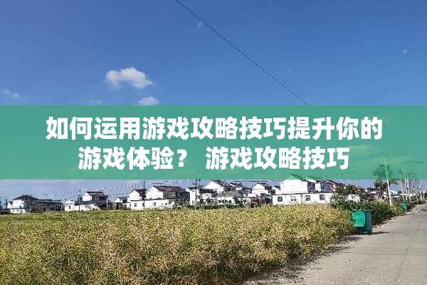 如何运用游戏攻略技巧提升你的游戏体验？ 游戏攻略技巧