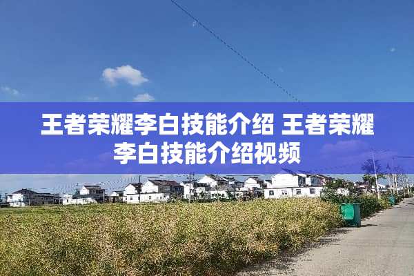 王者荣耀李白技能介绍 王者荣耀李白技能介绍视频