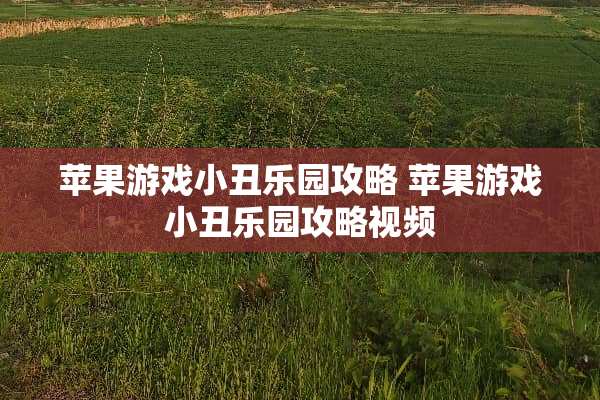 苹果游戏小丑乐园攻略 苹果游戏小丑乐园攻略视频