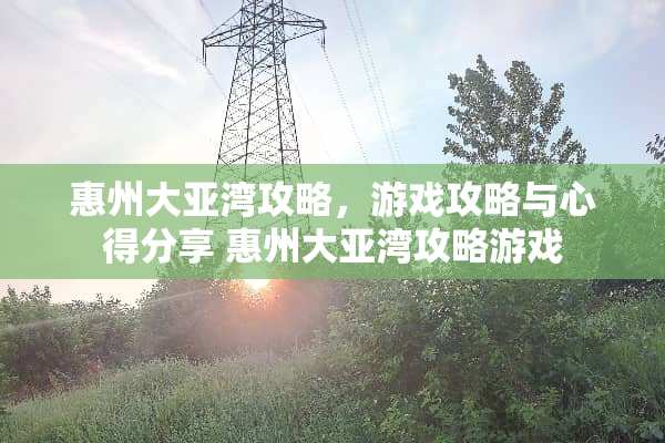 惠州大亚湾攻略，游戏攻略与心得分享 惠州大亚湾攻略游戏