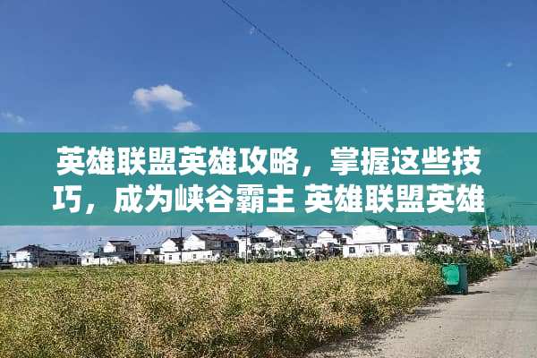 英雄联盟英雄攻略，掌握这些技巧，成为峡谷霸主 英雄联盟英雄攻略