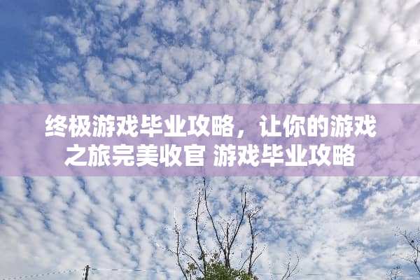 终极游戏毕业攻略，让你的游戏之旅完美收官 游戏毕业攻略