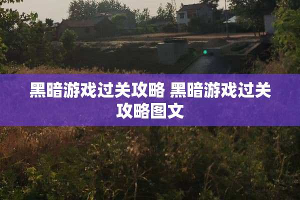 黑暗游戏过关攻略 黑暗游戏过关攻略图文
