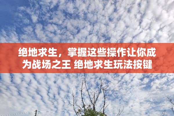 绝地求生，掌握这些操作让你成为战场之王 绝地求生玩法按键