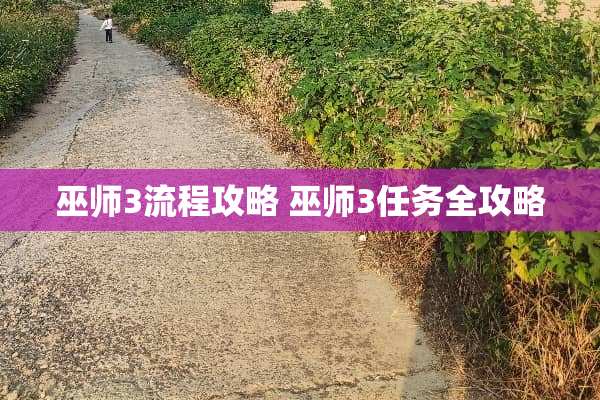 巫师3流程攻略 巫师3任务全攻略