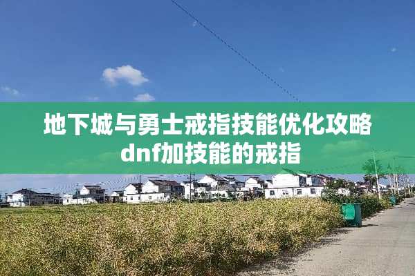 **城与勇士戒指技能优化攻略 dnf加技能的戒指