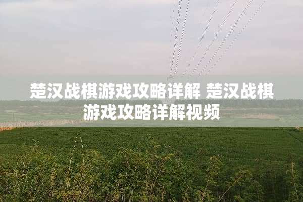 楚汉战棋游戏攻略详解 楚汉战棋游戏攻略详解视频