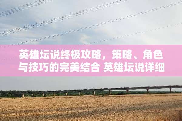 英雄坛说终极攻略，策略、角色与技巧的完美结合 英雄坛说详细攻略