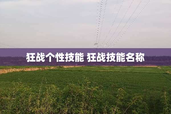 狂战个性技能 狂战技能名称