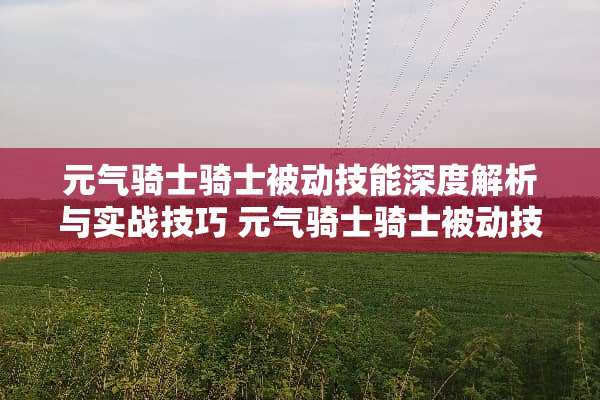 元气骑士骑士被动技能深度解析与实战技巧 元气骑士骑士被动技能