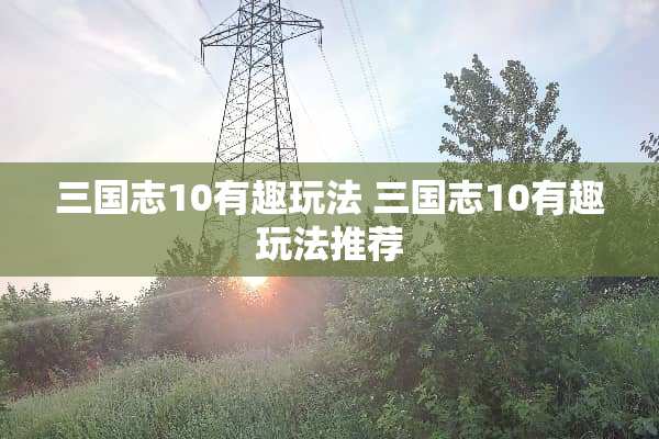 三国志10有趣玩法 三国志10有趣玩法推荐