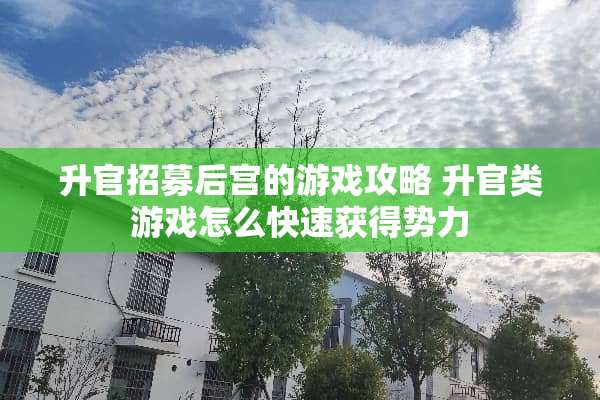 升官招募后宫的游戏攻略 升官类游戏怎么快速获得势力