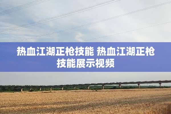热血江湖正*技能 热血江湖正*技能展示视频