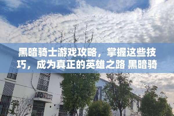 黑暗骑士游戏攻略，掌握这些技巧，成为真正的英雄之路 黑暗骑士游戏攻略