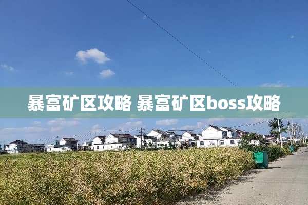 暴富矿区攻略 暴富矿区boss攻略