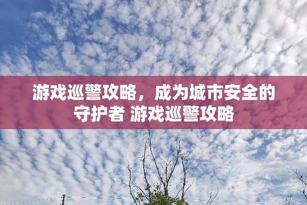 游戏巡警攻略，成为城市安全的守护者 游戏巡警攻略