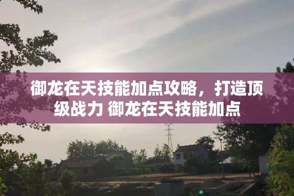 御龙在天技能加点攻略，打造**战力 御龙在天技能加点