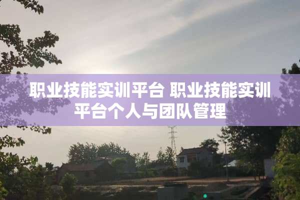 职业技能实训平台 职业技能实训平台个人与团队管理